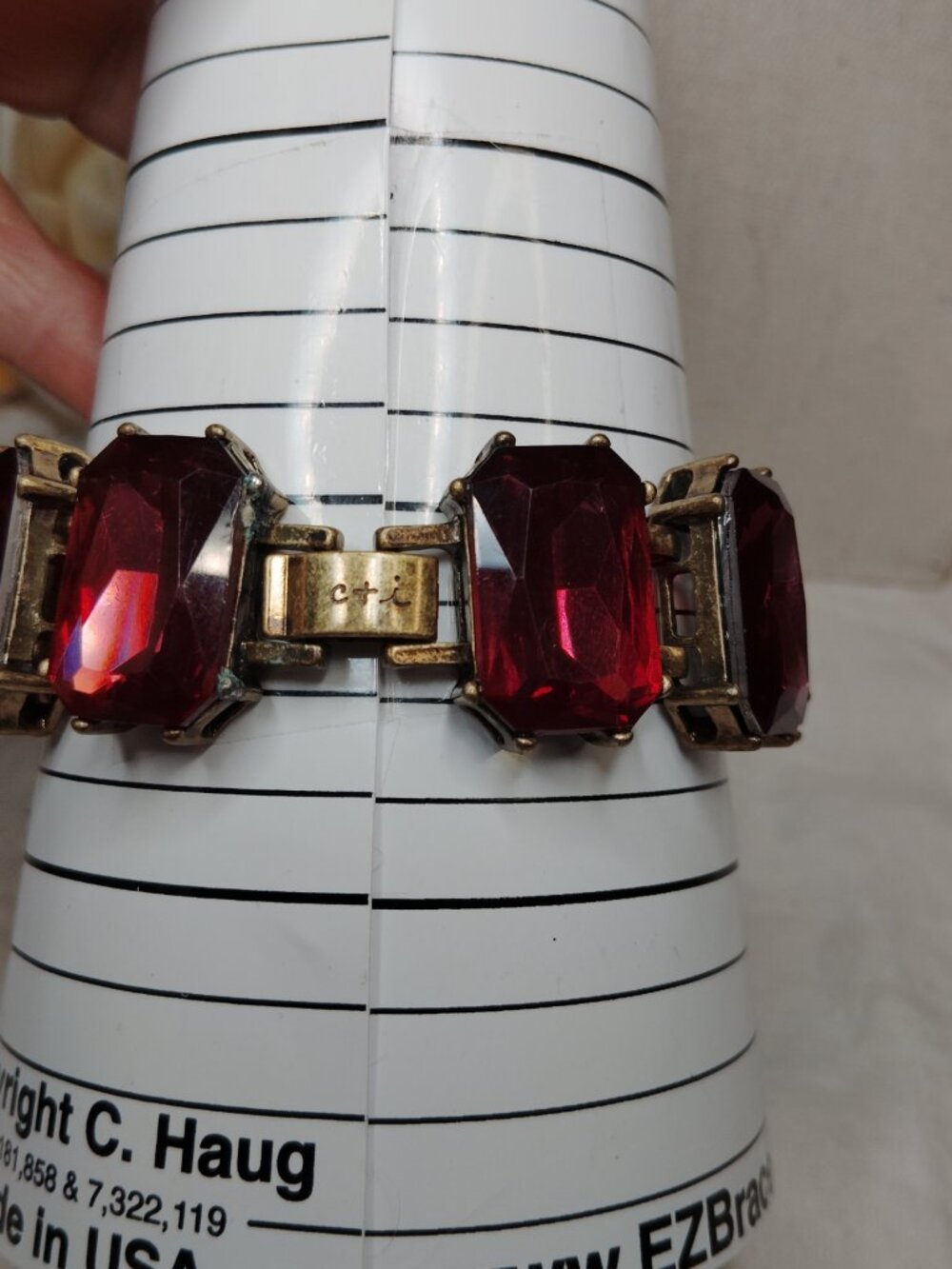 Chloe + Isabel Wine‑Red Rhinestone Bracelet - Picture 2 of 12